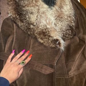 Vintage Shearling Full Length Coat with Lamb Fur Collar from Spain